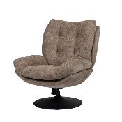 Fauteuil Marjorie - Tissu Chenille Taupe & Pied Noir
