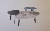 TABLE BASSE GALET MARBRE ONYX BLEU PIEDS AJOURES 