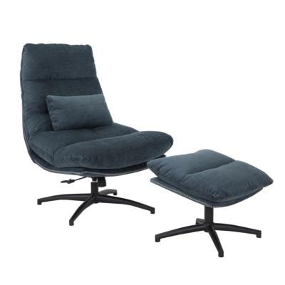 FAUTEUIL BERGEN BLEU PETROLE  PIVOTANT + REPOSE PIED BLEU PETROLE