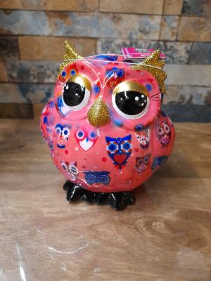 POMME PIDOU HIBOU OLIVE ROSE MOTIF HIBOUX 