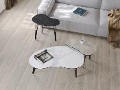 BOUT DE CANAPE SILVERSTONE CERAMIQUE MARBRE BLANC PIEDS PLEINS 