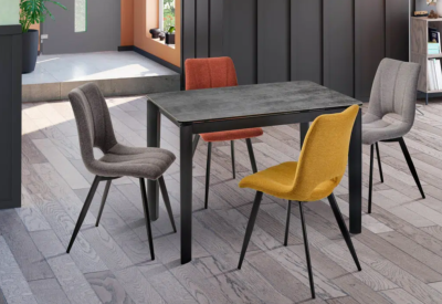 TABLE DE REPAS LINO EN CERAMIQUE GRIS NUANCE  120x80X76cm
