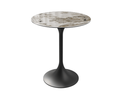 TABLE DE REPAS DIABOLO MARBRE CALCATTA  Diam.75cm  Haut.90cm