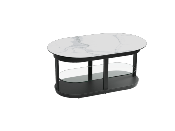 TABLE BASSE IKARIA  AVEC ROULETTES CERAMIQUE MARBRE MAT