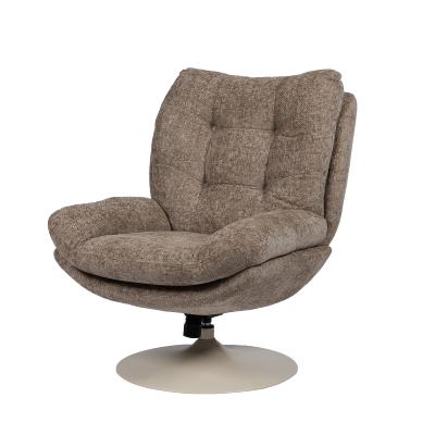 Fauteuil Marjorie - Tissu Chenille Taupe & Pied Blanc