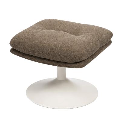 Repose-Pieds Marjorie - Tissu Chenille Taupe & Pied Blanc