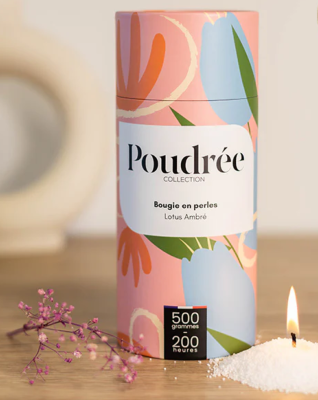 POUDREE BOUGIE EN PERLES DE CIRE LOTUS AMBRE 500gr