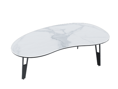 TABLE BASSE SILVERSTONE CERAMIQUE MARBRE BLANC PIEDS AJOURES
