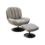 Fauteuil Lisboa avec son repose-pieds - Tissu Gris Clair