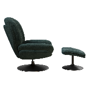 Fauteuil Lisboa avec son repose-pieds - Tissu Vert Sapin
