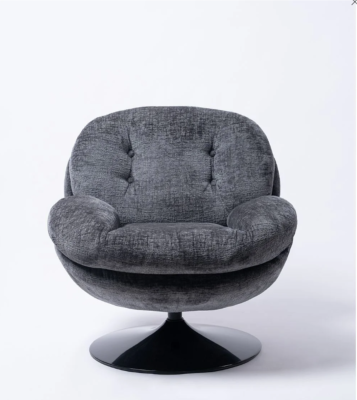 FAUTEUIL MEMENTO GRIS PIVOTANT PIED NOIR