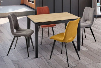 TABLE DE REPAS LINO EN CERAMIQUE TON CHENE  120x80X76cm