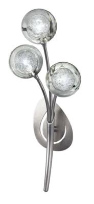 CVL APPLIQUE SPARTE 3 LUMIERES NICKEL MAT VERRERIE S100 