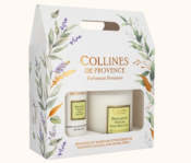 COLLINES DE PROVENCE COFFRET BOUGIE 180g ET PARFUM D'INTERIEUR BERGAMOTE FRAICHE