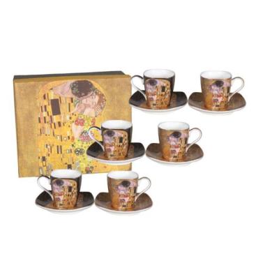 6 TASSES A CAFE + 6 SOUS TASSES LE BAISER DE G.KLIMT