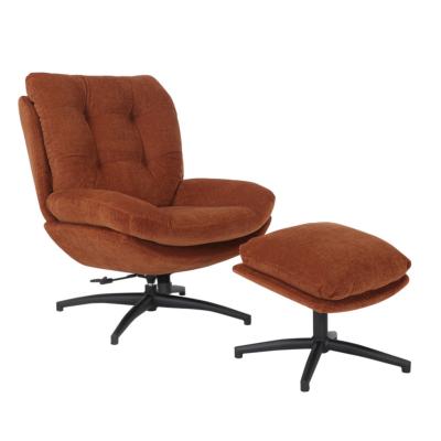 FAUTEUIL OTTA ORANGE CITROUILLE PIVOTANT + REPOSE PIED ORANGE CITROUILLE