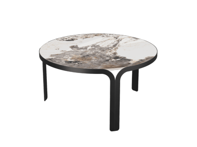 TABLE BASSE MADURA CERAMIQUE MARBRE CALCATTA Diam.75cm
