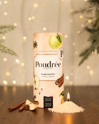 POUDREE BOUGIE EN PERLES DE CIRE POMME CANNELLE 500gr