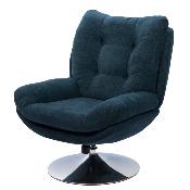 Fauteuil Marjorie - Tissu Bleu & Pied Chromé