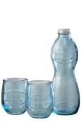 BOUTEILLE + 2 VERRES NATURAL WATER VERRE BLEU CLAIR 