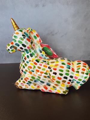 POMME PIDOU LICORNE ANNABEL BLANCHE PM MOTIF TACHES MULTICOLOR  