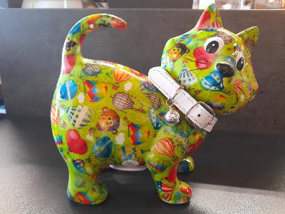 POMME PIDOU CHAT KIKI VERT  PM MOTIF MONTGOLFIERES ET SINGES  
