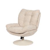 Fauteuil Marjorie - Tissu Chenille Beige & Pied Blanc