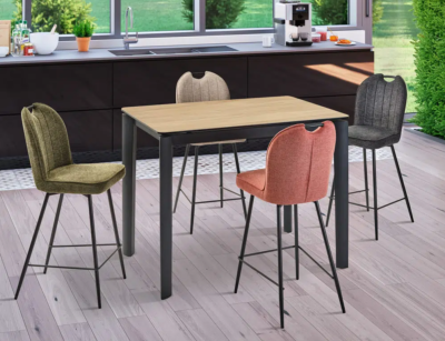 TABLE DE REPAS JAMES CERAMIQUE TON CHENE 120x90x90cm