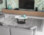 TABLE BASSE OVALIA CERAMIQUE MARBRE BLANC