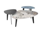 TABLE BASSE GALET MARBRE ONYX BLEU PIEDS PLEINS 