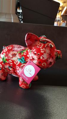 POMME PIDOU COCHON BABETTE ROUGE PM MOTIF ORCHIDEES 