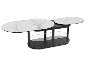 TABLE BASSE IKARIA  AVEC ROULETTES CERAMIQUE MARBRE MAT