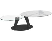 TABLE BASSE OVALIA CERAMIQUE MARBRE BLANC